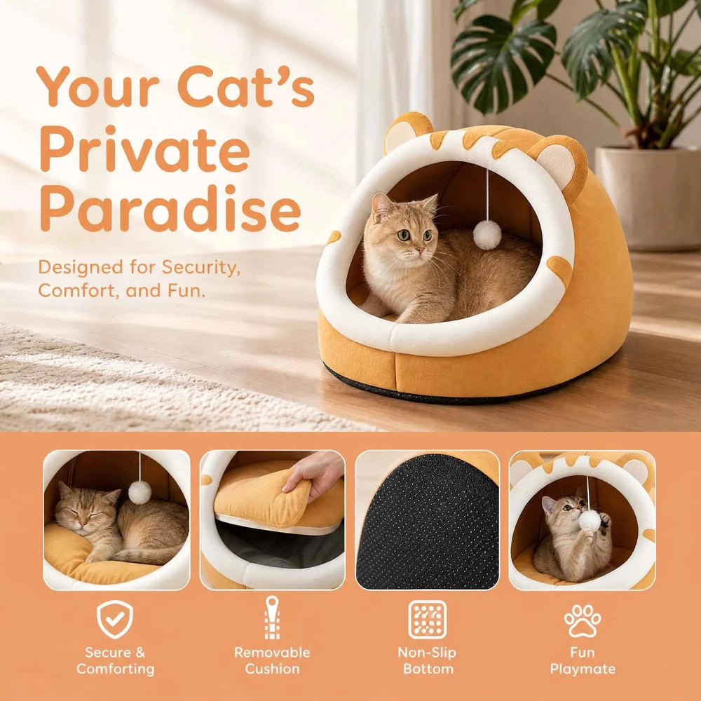 Kitten Cave Bed™ – Warm Tent House