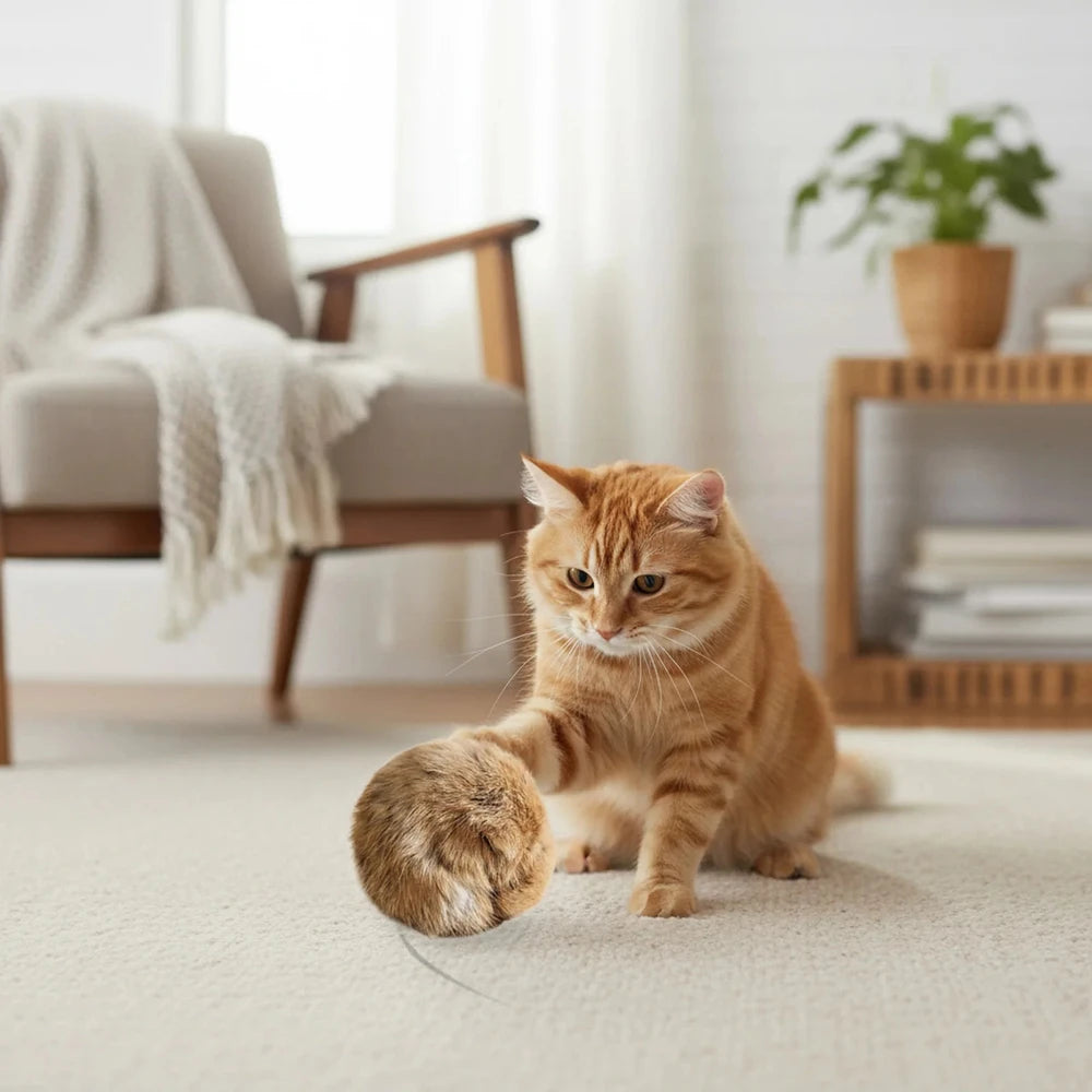 Plush Fur Catnip Ball Toy