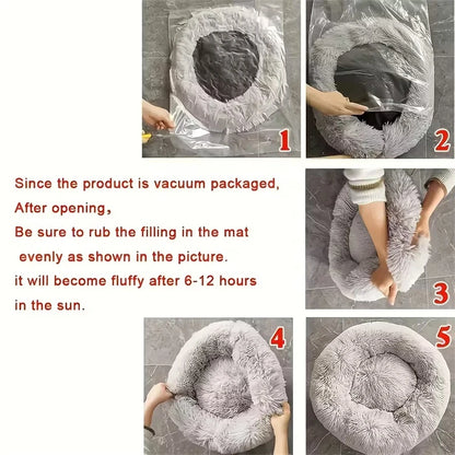Donut Pet Bed™ – Plush Faux Fur, Washable