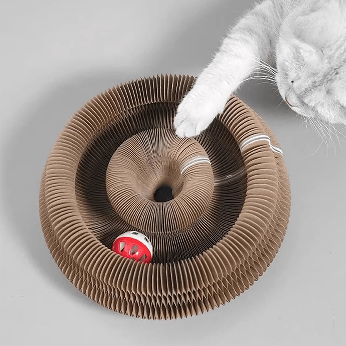 Foldable Cat Scratcher with Bell & Catnip
