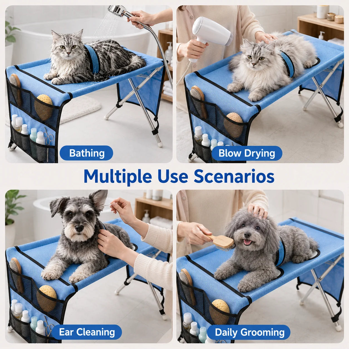 AYLO Premium 8-Hole Foldable Pet Grooming Hammock Station