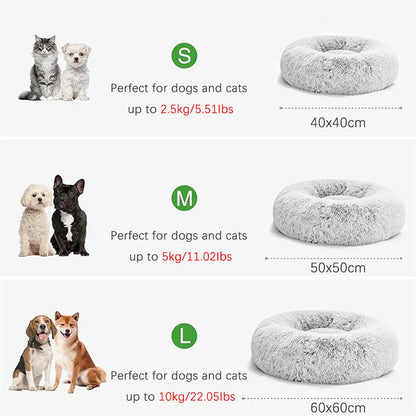 Donut Pet Bed™ – Plush Faux Fur, Washable