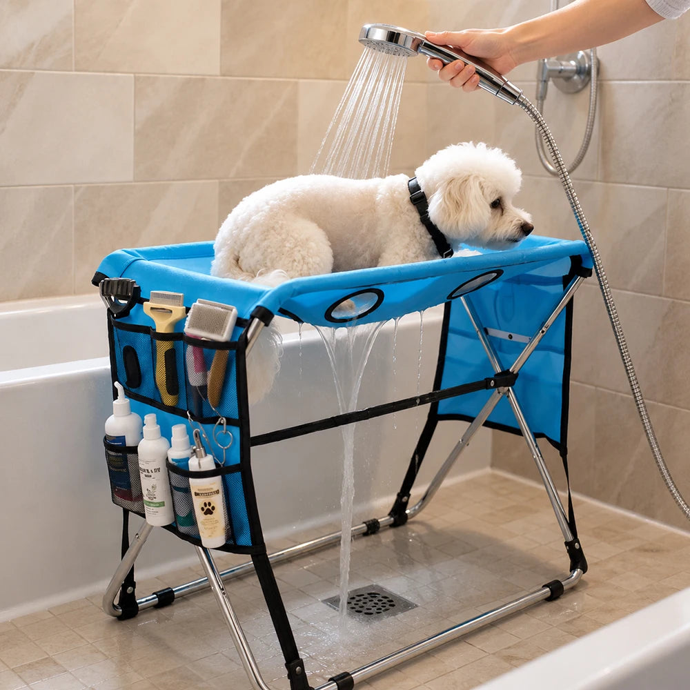 AYLO Premium 8-Hole Foldable Pet Grooming Hammock Station