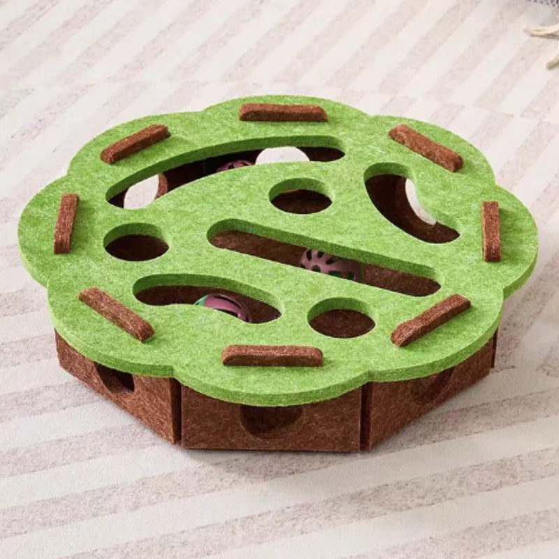 Interactive Cat Maze Toy – Felt Puzzle Ball with Bell