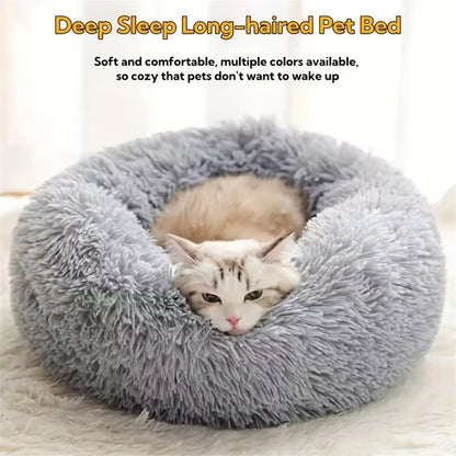 Donut Pet Bed™ – Plush Faux Fur, Washable
