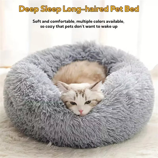 Donut Pet Bed™ – Plush Faux Fur, Washable
