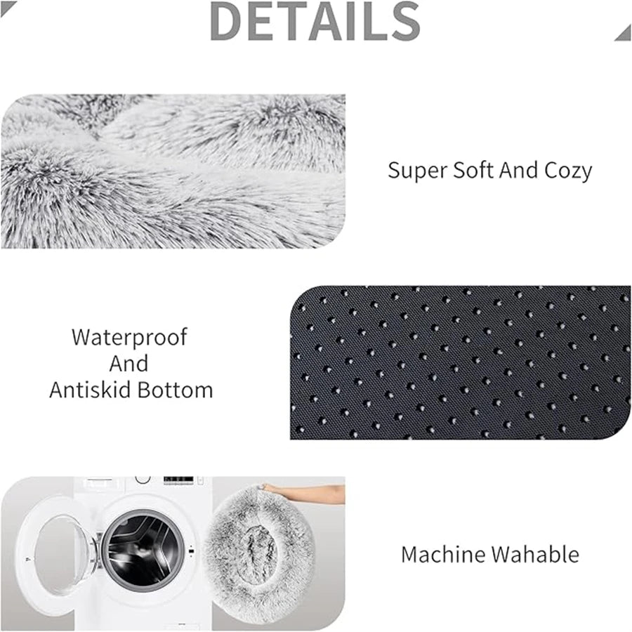 Donut Pet Bed™ – Plush Faux Fur, Washable