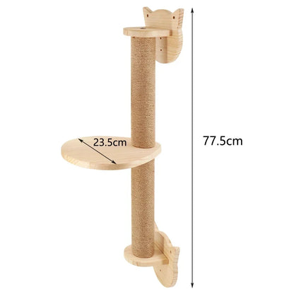 Premium Wooden Cat Wall Playground with Hammock & Scratching Posts