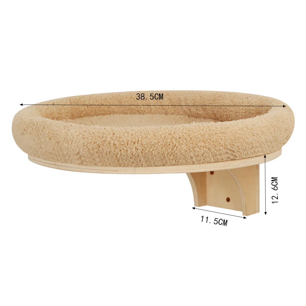 Premium Wooden Cat Wall Playground with Hammock & Scratching Posts