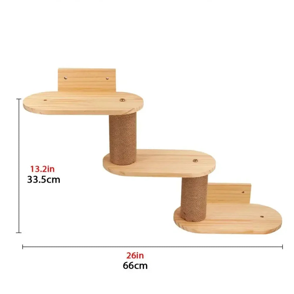Premium Wooden Cat Wall Playground with Hammock & Scratching Posts