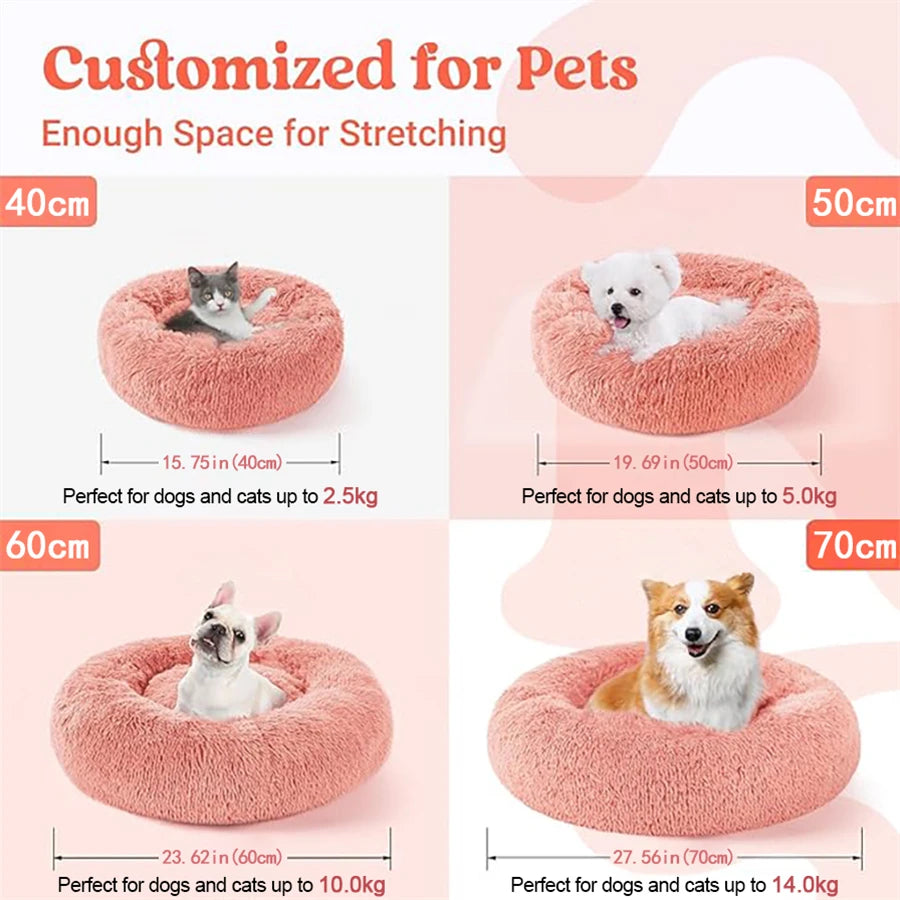 Donut Pet Bed™ – Plush Faux Fur, Washable