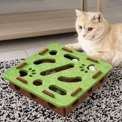 Interactive Cat Maze Toy – Felt Puzzle Ball with Bell