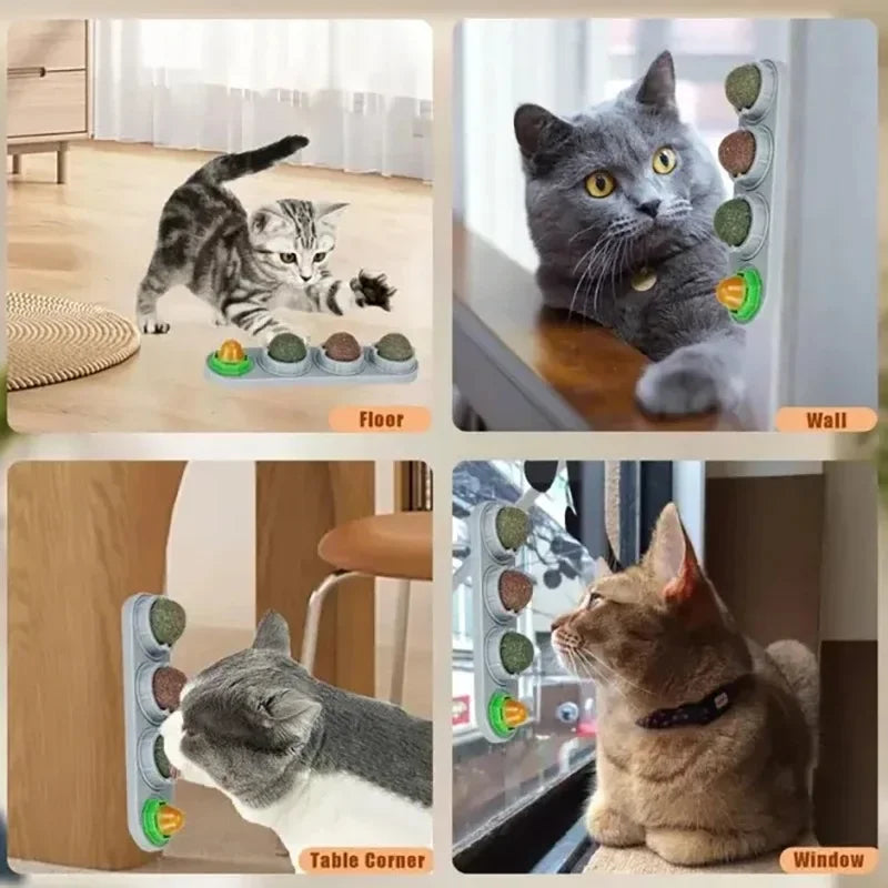 4-in-1 Rotating Catnip Wall Toy for Cats