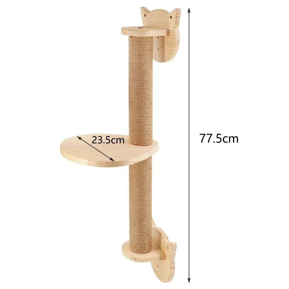 Premium Wooden Cat Wall Playground with Hammock & Scratching Posts