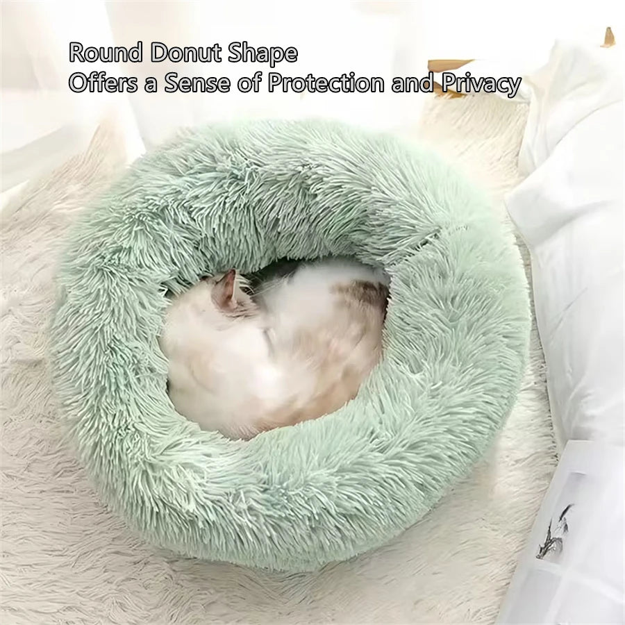 Donut Pet Bed™ – Plush Faux Fur, Washable