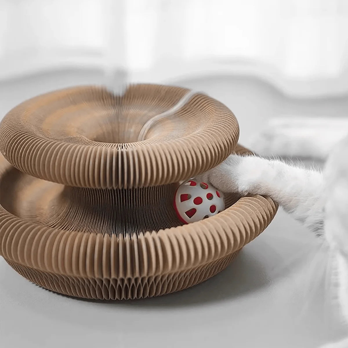 Foldable Cat Scratcher with Bell & Catnip