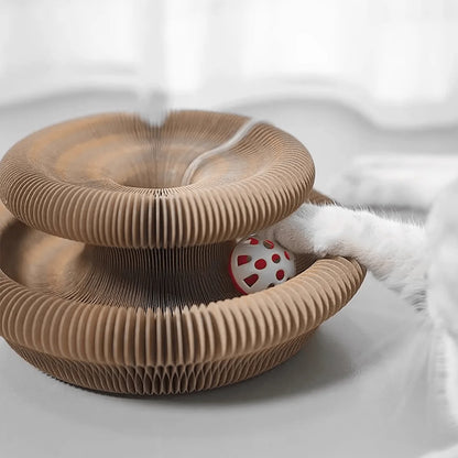 Foldable Cat Scratcher with Bell & Catnip