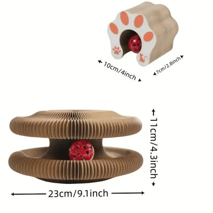 Foldable Cat Scratcher with Bell & Catnip
