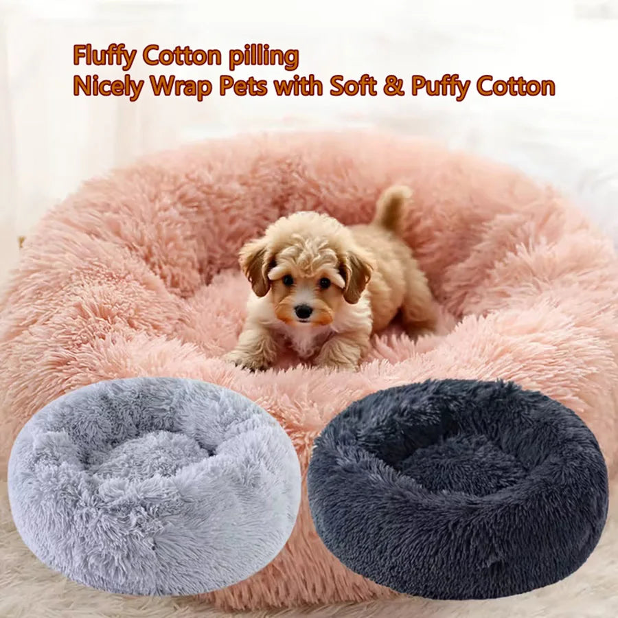 Donut Pet Bed™ – Plush Faux Fur, Washable