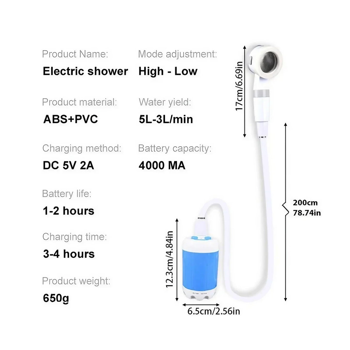 Portable Rechargeable Outdoor Shower