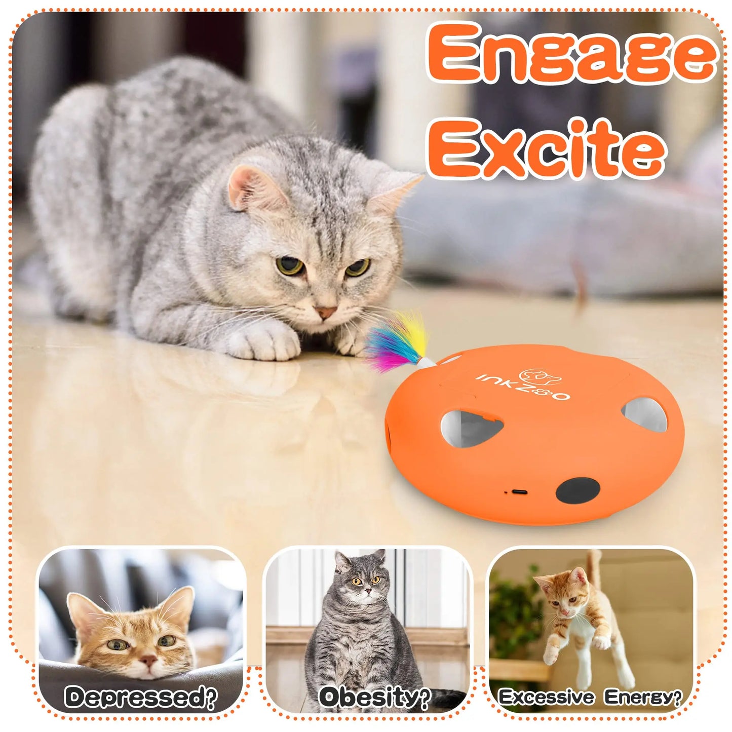 INKZOO Whack-A-Mole Interactive Cat Toy