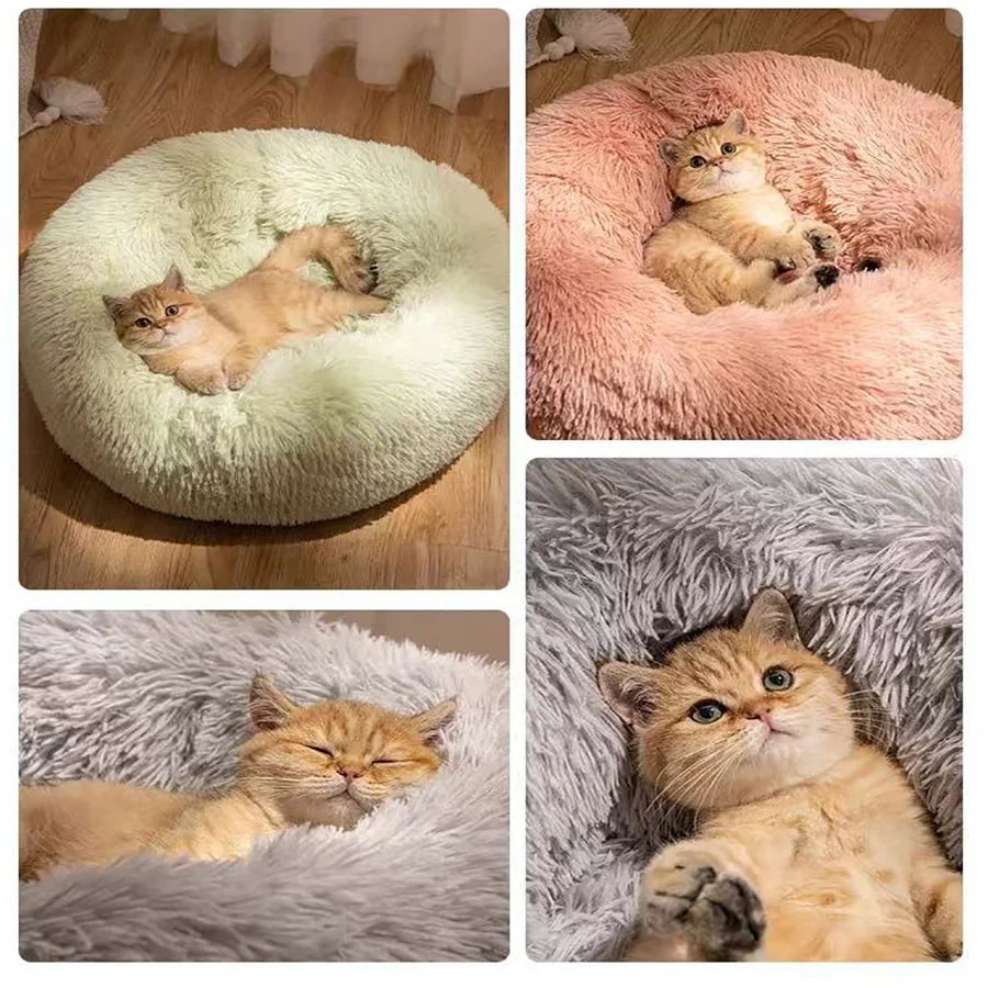 Donut Pet Bed™ – Plush Faux Fur, Washable