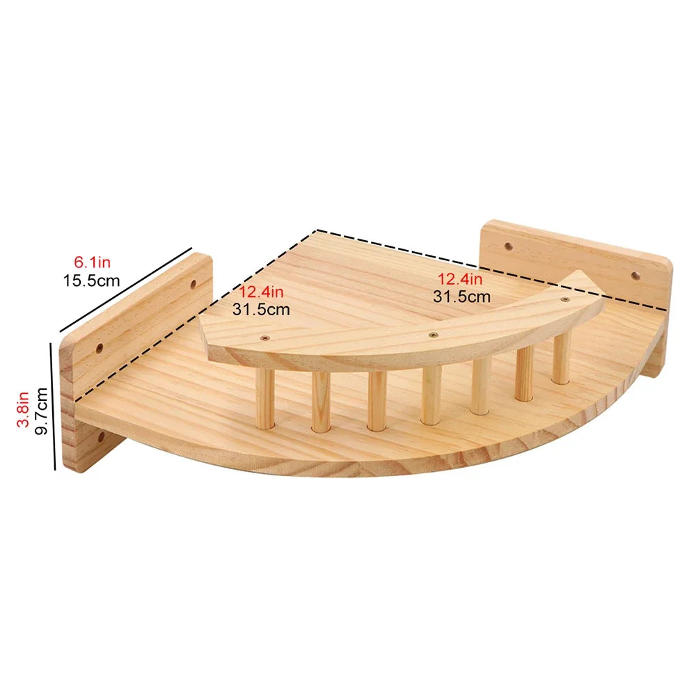 Premium Wooden Cat Wall Playground with Hammock & Scratching Posts