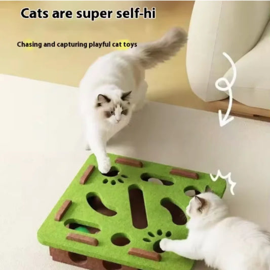 Interactive Cat Maze Toy – Felt Puzzle Ball with Bell