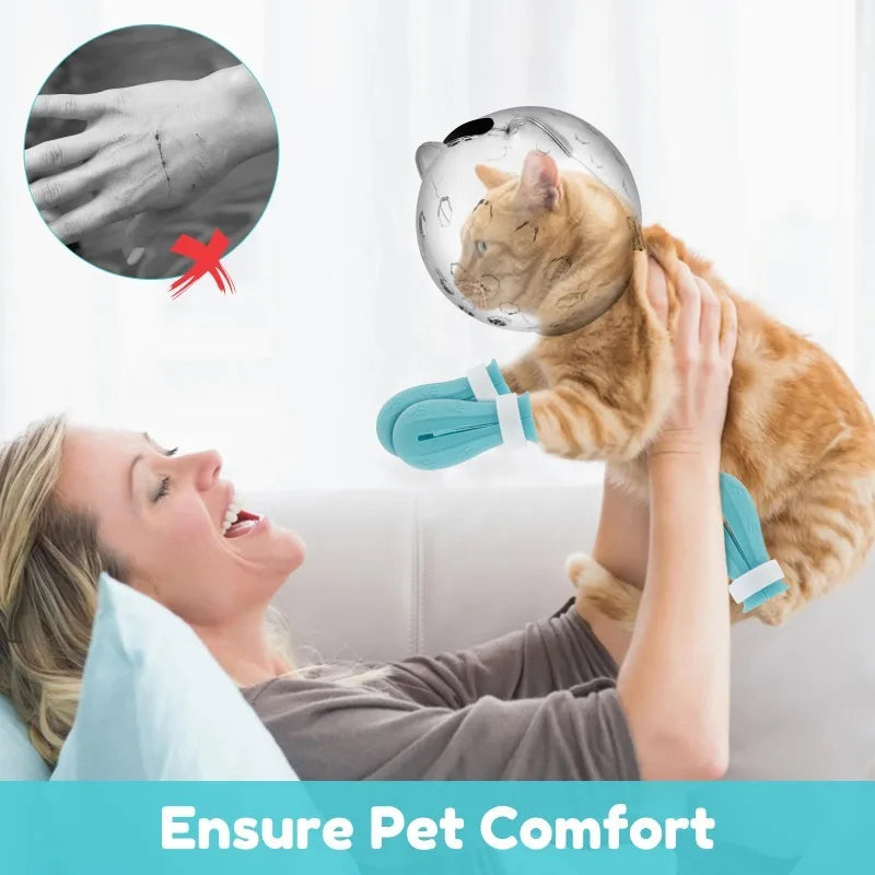 Cat Grooming Muzzle & Paw Boots Set